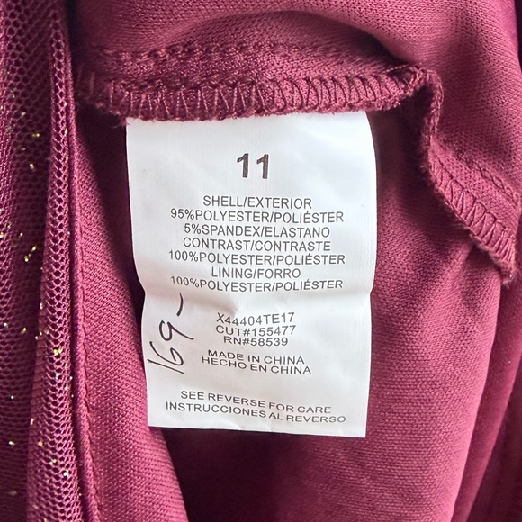 🆕✨ Xtraordinary Burgundy Wine Gold Maxi Dress Size 11 Evening Gown Long Flowy - Picture 16 of 17